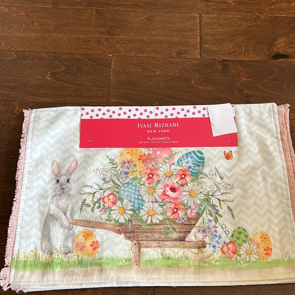Isaac Mizrahi Set Of 4 Easter Eggs Bunny Floral  Placemats Garden - Picture 3 of 3